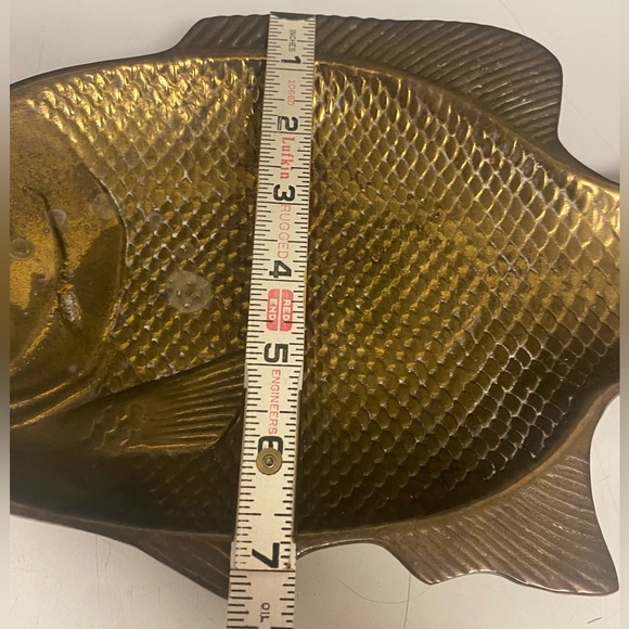 Solid Brass Fish Shaped Trinket Dish Tray 13 Inch - Picture 11 of 13